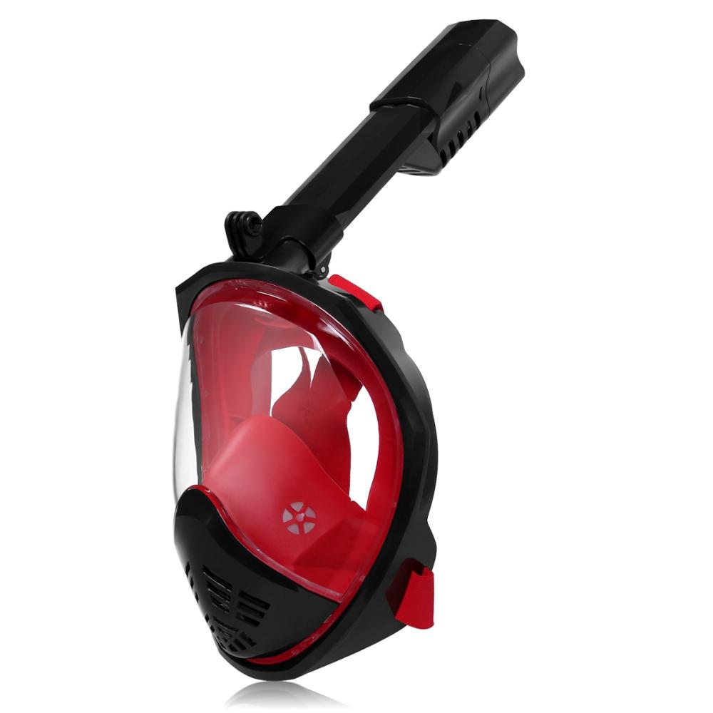 YaHey máscara de natación de cara completa vista Anti-niebla Snorkel máscara para buceo equipo subacuático Snorkel para GoPro Compatible: black red / L / XL