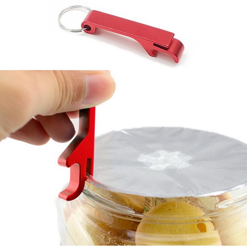 Portable 4 In 1 Bottle Opener Key Ring Chain Mini Beer Bottle Opener Aluminum Alloy Kitchen Keychain Metal Beer Bar Tool