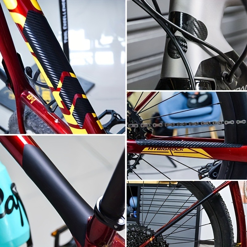 Fiets Anti Scratch Sheet Chain Stickers Koolstofvezel Fietsbeschermer Stickers MTB Chain Frame Protector Fietsaccessoires