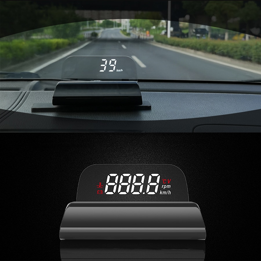 Hud spejl head up display auto obd 2 bil hastighed projektor vandtemperatur hastighed rpm advarsel universal digital speedometer