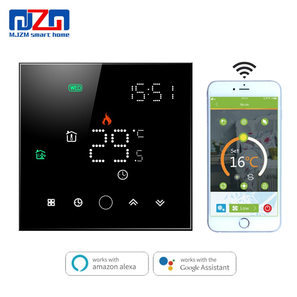 MJZM-termostato WiFi para caldera eléctrica/de agua/Gas, calefacción inteligente para el hogar, funciona con Alexa, TUYA y Google