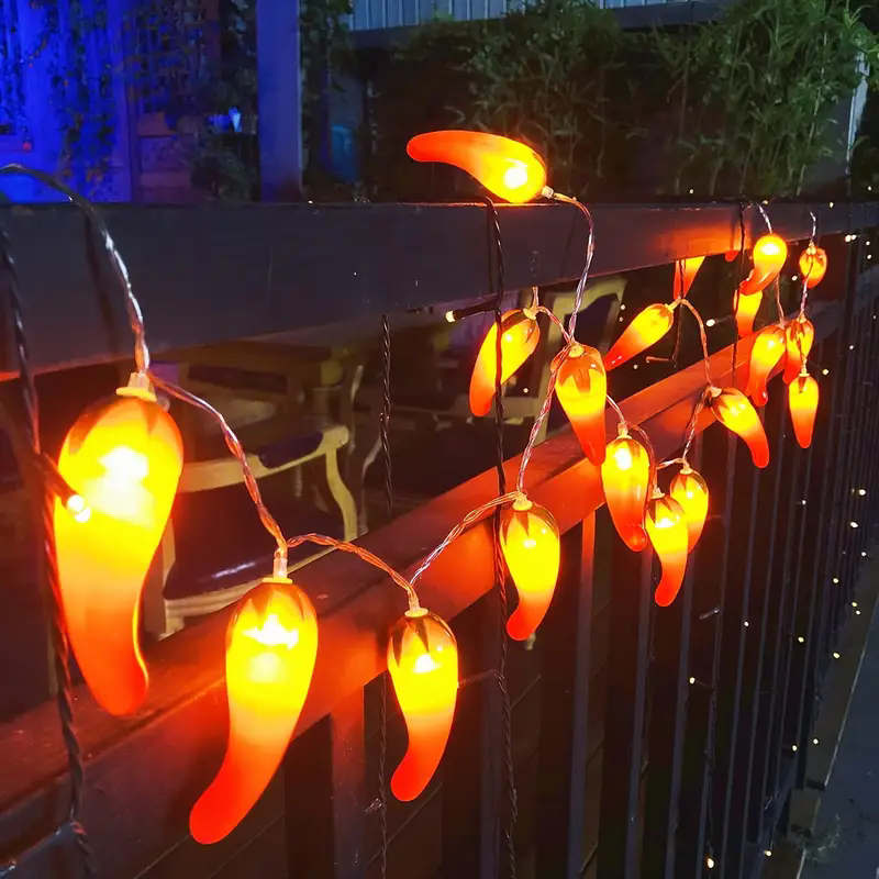 10/20/40 LEDS Red Chili Garland Light, Pepper String Lights, Ideal for Harvest Festivals Thanksgiving, Home, Indoor Mexico Decor