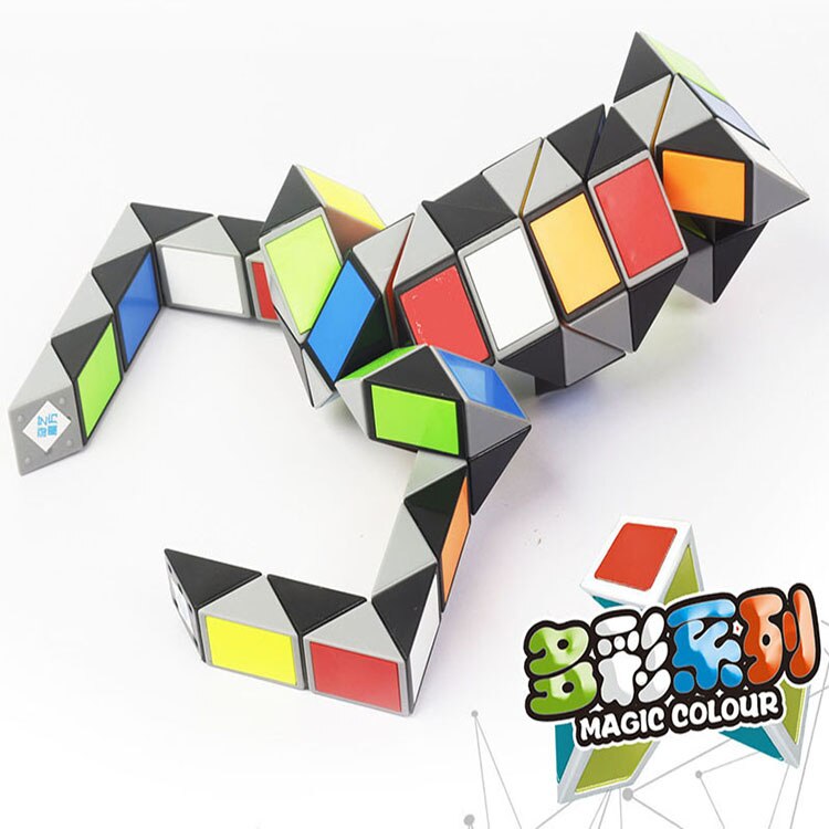 Farverige 3d magiske lineal terning 24/36/48/72 segmenter cubo magico slange twist terning puslespil barn pædagogiske legetøj til børn: 72 segmenter rejer