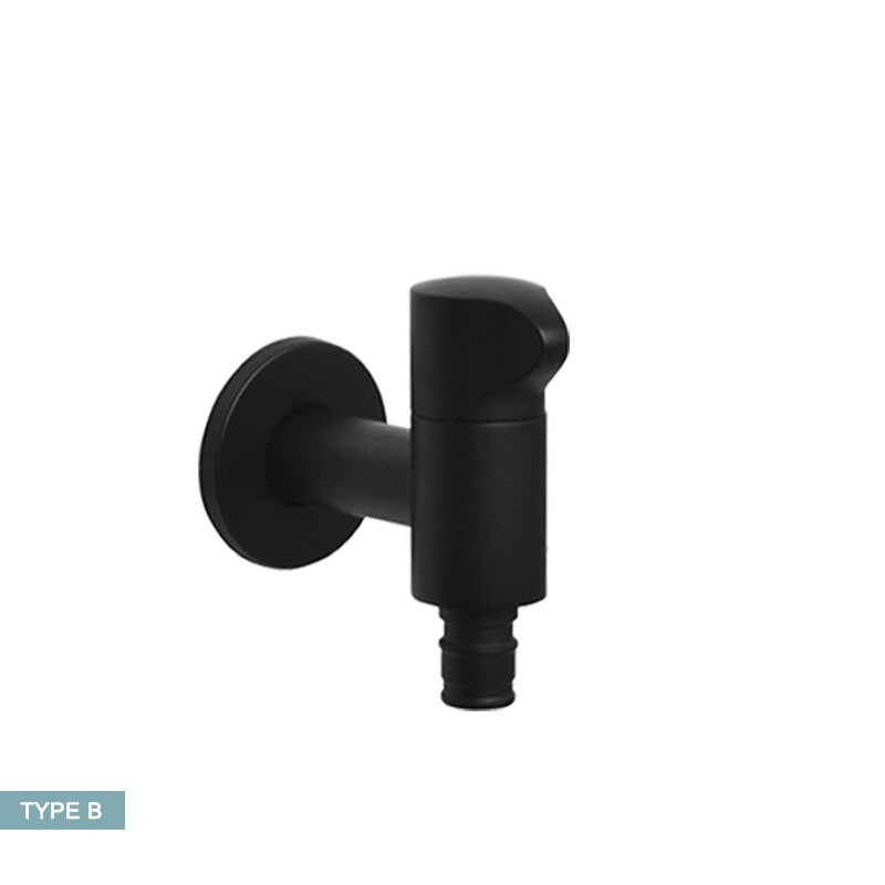 Matte Black Wall Mounted Brass Wasmachine Tap Tuin Outdoor Mop Pool Tap Wc Hoek Badkamer Water Kraan Bibcock: Type B