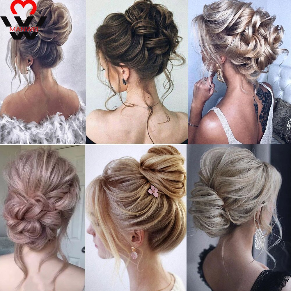 Manwei rodet chignons rodet bolle hestehaler modstand scrunchie wrap hår reb gummibånd hår extensions til kvinder sort brun