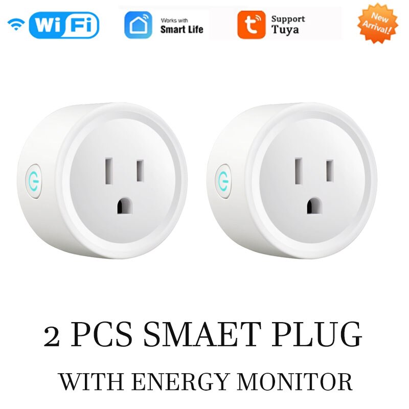 US Plug 10A WiFi Smart Socket Power Plug Outlet Remote Control Energy Monitor Works With Amazmart Home And Alexa/Google: 2 Pieces 01