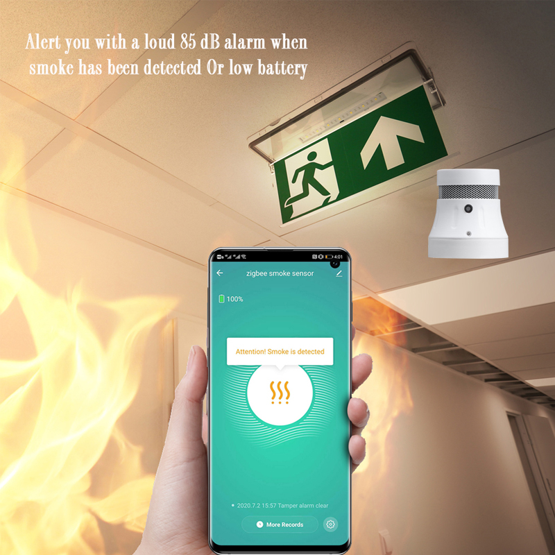 Tuya Zigbee 3.0 Fire Alarm Smoke Detector Smart Home System High Sensitivity Safety Prevention Sensor Works With Smart Life APP