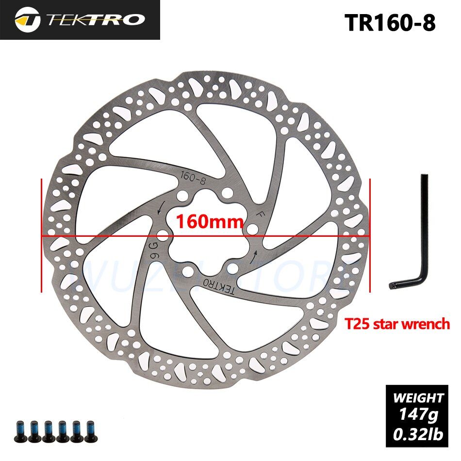 Tektro cykelrotor 160mm 180mm 203mm mountainbike hydrauliske skivebremserotorer boks til mtb vej foldbar cykel xiaomi 365: Tr160-8 rotorer