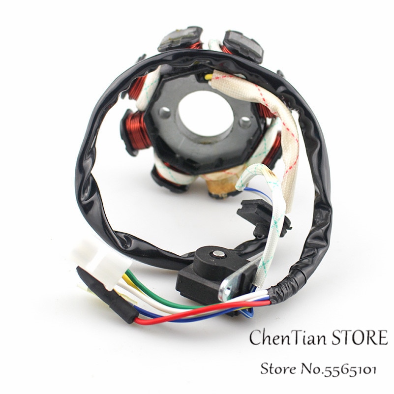 8 pole 4 wire Dual Ignition magneto stator for 4 stroke Scooter Moped ATV QUAD Go Kart 139QMB 1P39QMB GY6 50 60 80 cc