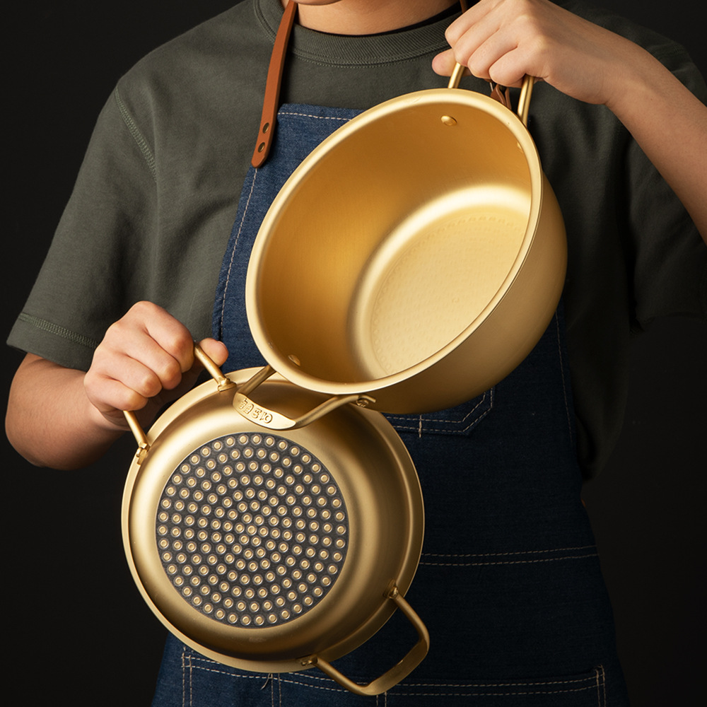 Korean Style Golden Ramen Noodles Pot Instant Noodle Pot Aluminum Soup Pot with Lid Milk Egg Cooking Pot Kitchen Cookware