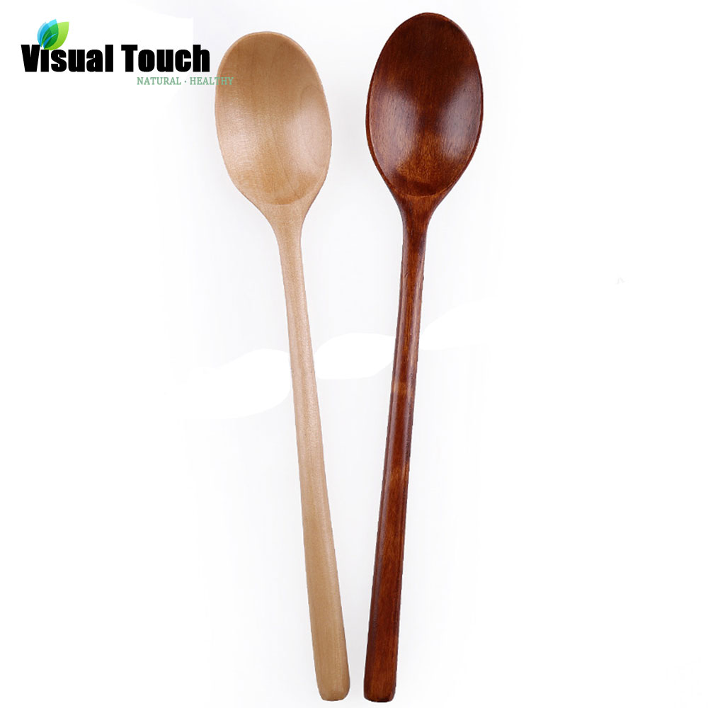 Visual Touch-cuchara de madera oscura/clara hecha a mano, utensilio de cocina, cucharas para mezclar café, té, desayuno, almuerzo, cena, cubiertos de arroz