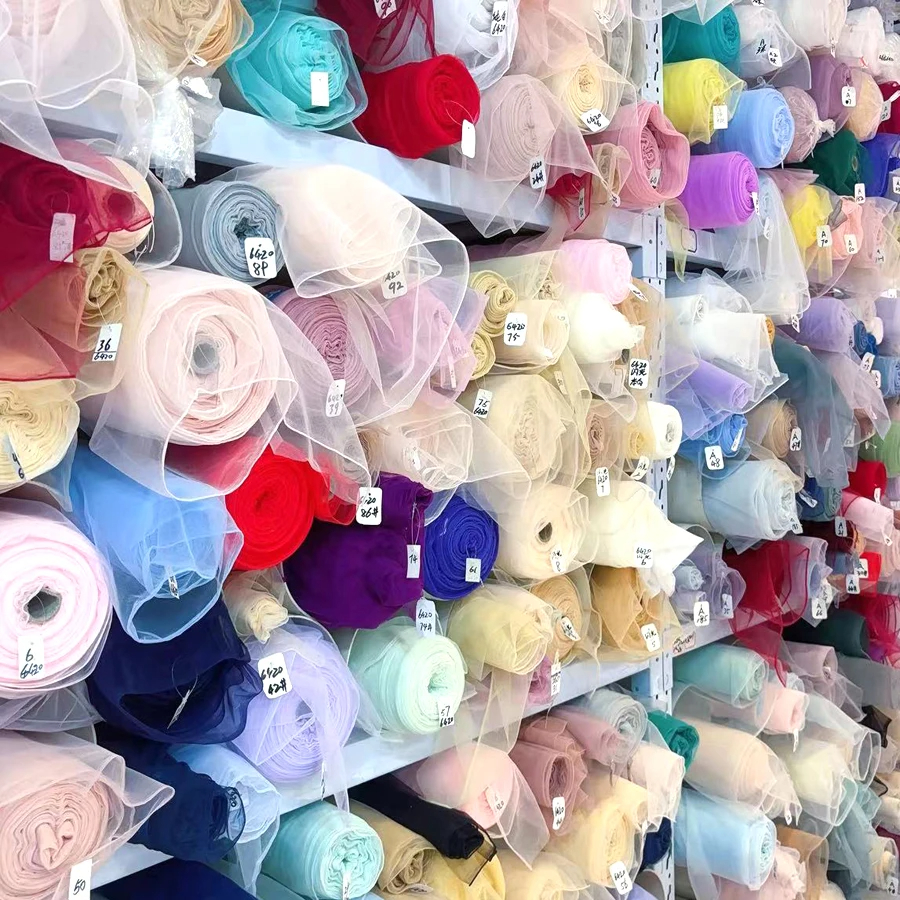 Versatile Soft Tulle Fabrics in Sage Green Blue Yellow for Wedding Decor Curtains Clothing Chair Backs and Encrypted Veils