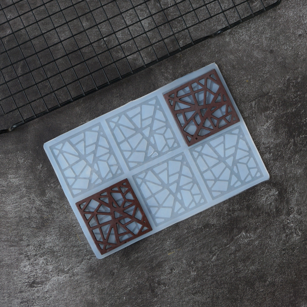 Udhulet ramme chokolade stencil kop kage dekoration gotisk vindue form silikone form transfer ark bagning chablon