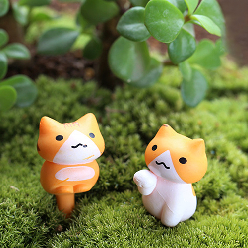 Conjunto de 6 unidades de Mini bonsái de musgo de gato para micromundo, pequeño adorno de jardín, decoración para el hogar y el jardín, decoración artesanal en miniatura