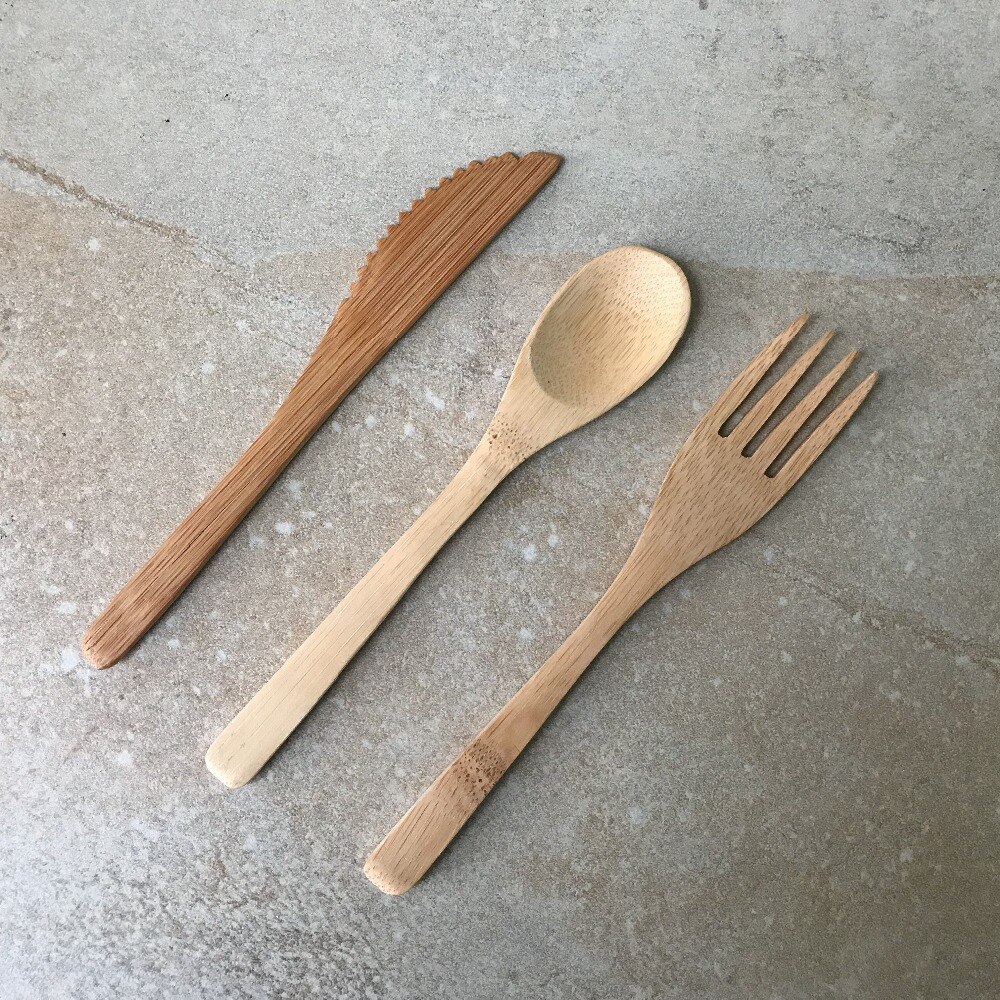 16Cm Lange 50 Stks/partij Bamboe Lepel Vork Cutter Eco Vriendelijke Servies Servies Keuken Gereedschap Voor Dagelijks Gebruik Bruiloft Gunst lepels