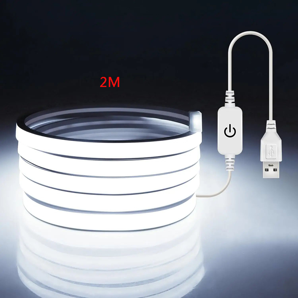 1 m/2 m/3 m LED-Lichtleiste, wasserdicht, 5 V, USB-Kolben-LED-Streifen, flexibel, dimmbar, LED-Streifen für Schlafzimmer Ich bin Innen- und Außenbereich: Gelb