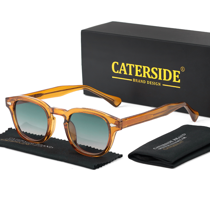 CATERSIDE, gafas de sol redondas Retro para hombre, gafas de sol Punk con Pin de ácido propiedónico, gafas de sol de lujo para mujer, gafas deportivas de ocio para UV400: Verde oscuro