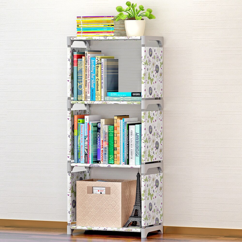 5-Shelf Kids Book Shelf Simple Non woven Fabric Folding Stand up Bookshelves Furniture Home Decoration Shelf Saving Space
