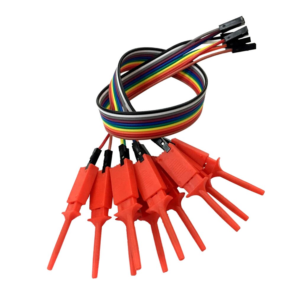 6 stk. forbinder chipstifterne 10-- pin testkrogklip til logisk analysator - assorteret farve