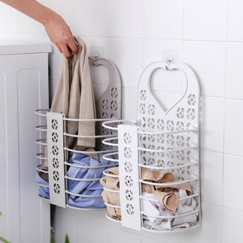 Cesto plegable para ropa sucia, cesto de plástico para el hogar, para niños y adultos, cesta plegable para lavar la ropa, organizador para colgar en la pared