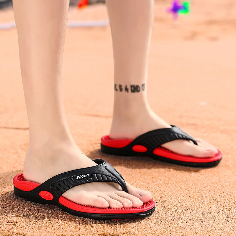 Pantofole da spiaggia da uomo scarpe Casual estive pantofole da uomo sandali Casual da uomo pantofole infradito da bagno per uomo: red / 43