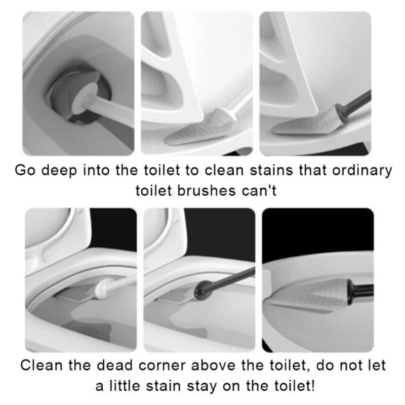 Brosse de toilette en Silicone noir, brosse triangulaire souple, tête debout, outils de nettoyage en profondeur, accessoires de salle de bain durables pour la maison