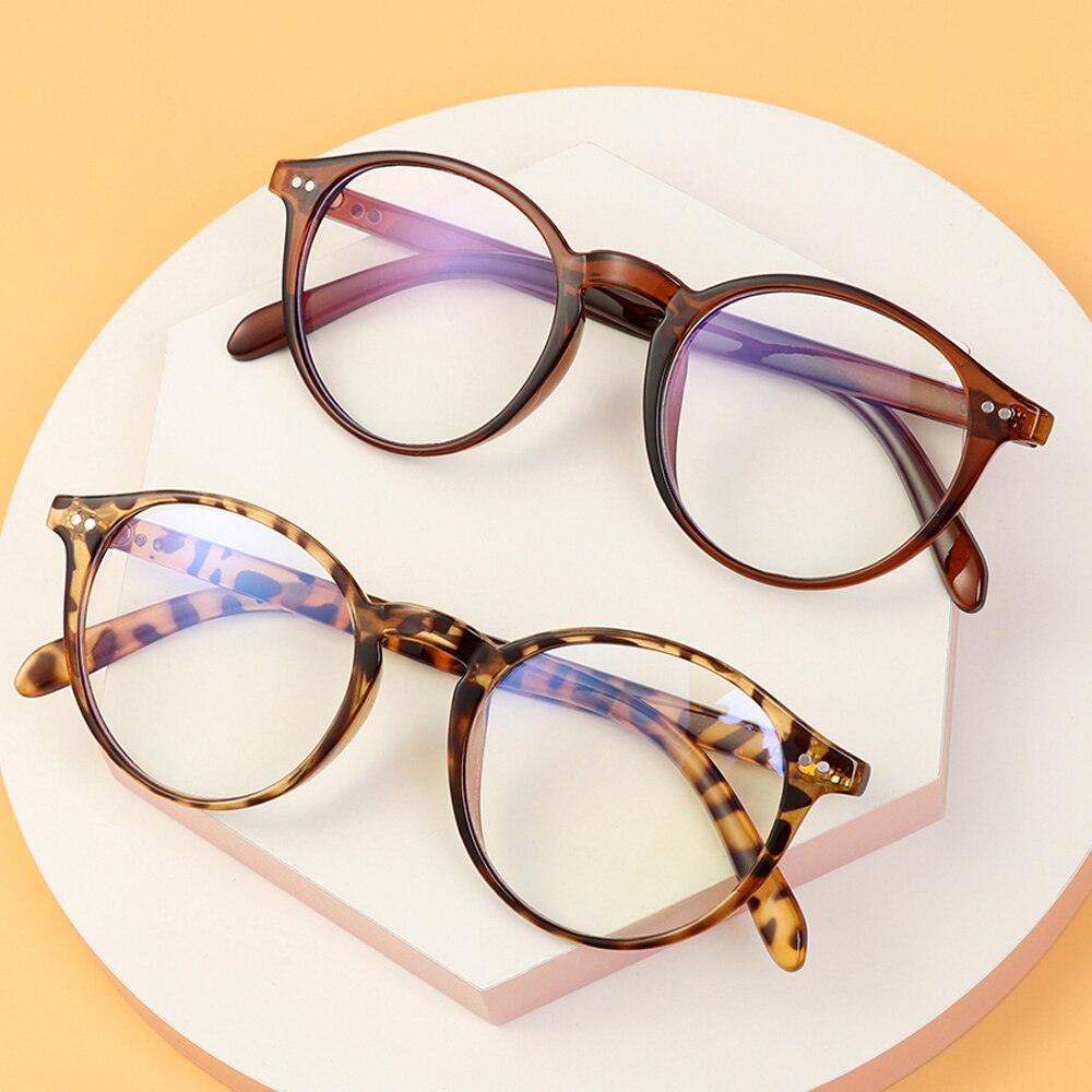 1 PC oeil bleu lumière bloquant lunettes ultraléger cadre rond optique lunettes cadres bloquant jeu plat miroir lunettes