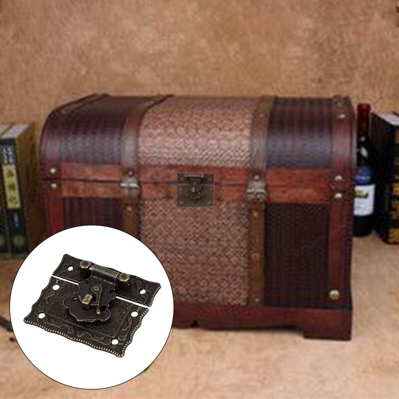 Wood Case Chest Box Rectangle Clasp Closure Hasp Latches Bronze Tone