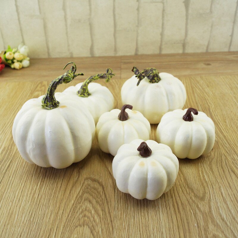 6/12/16 pz Decorativa di Zucche di Halloween Zucche Ornamentali Da schiacciare e Zucca per la Decorazione di Halloween citrouille blanche BDF
