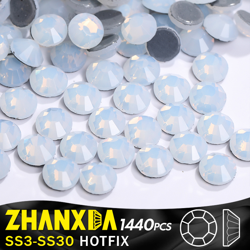 White Opal Steentjes Embellishments Glas Kristallen Voor Ambachten Losse Edelstenen Strass Hotfix Kralen Voor Sieraden Maken