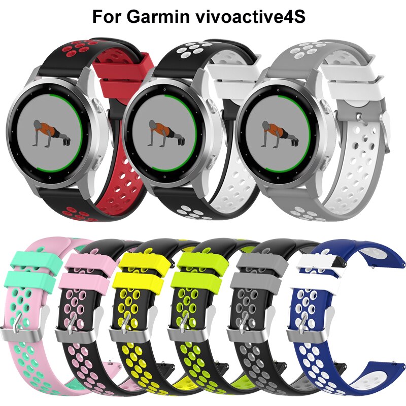 18Mm Horloge Band Voor Garmin Vivoactive4s Twee-Kleur Siliconen Bandjes Polsband Voor Garmin Vivoactive 4S armband Vervangen