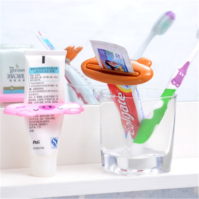 Dispensador de pasta de dientes de dibujos animados fácil, exprimidor de tubos para el hogar, soporte para laminación de pasta dental útil de plástico, accesorios para cocina y baño