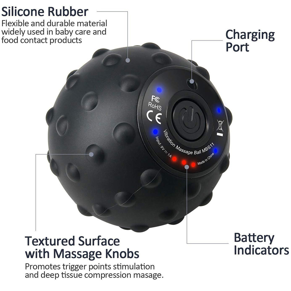 Silikone vibrerende massagebold elektrisk rulle muskel afslapningsapparat udløser relief træning talje og mave massage bold