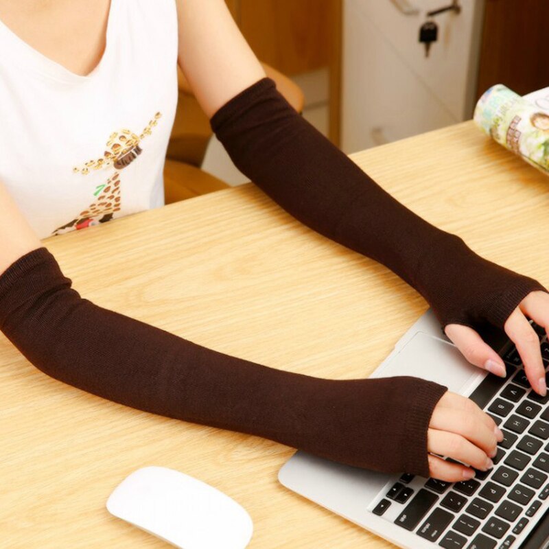 Armvärmare kvinnor cashmere randig solid varm vinter lång finger-mindre tjockare dam ärm match match fritid trendig chic kawaii
