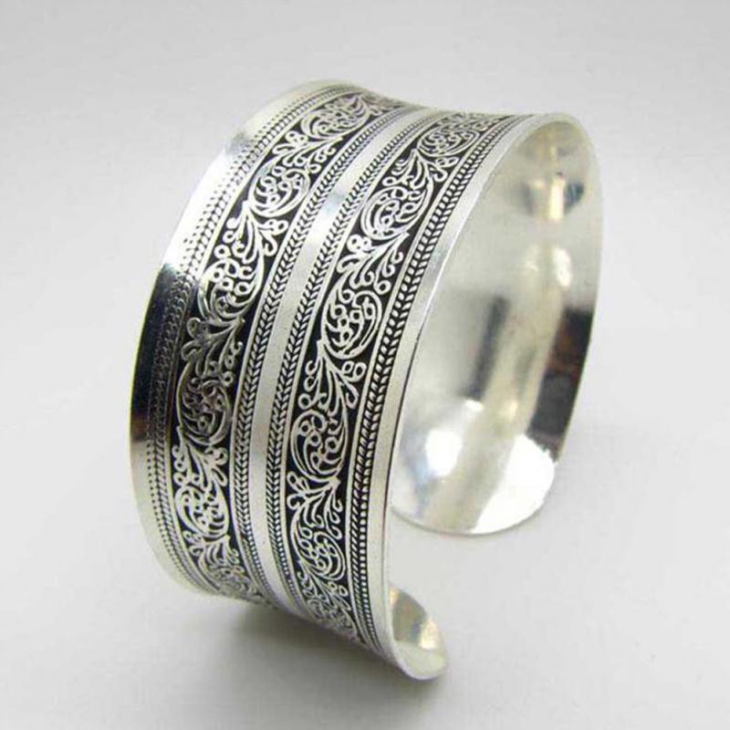 Europäischen konkav Metall Tibetischen Silber Jahrgang retro Armreif Totem Manschette Armbinde Valentinstag für sie Manschette Schmuck