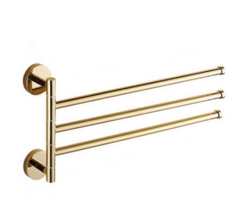 and brief 2-4 Swivel Towel Bars Copper Wall Mounted Bathroom Towel Rail Rack Bathroom Towel Holder Gold Towel Hanger: 3 bars