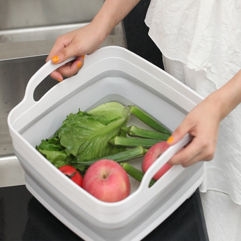 Folde frugt grøntsag vask vask håndvask køkken silikone vask bassin afløbskurv til rejse udendørs camping picnic vandreture
