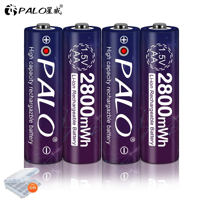 Lithium-Ion Batterij Polymeer Oplaadbare Batterijen Voor Thermometer Game Console Speelgoed Palo 1.5V Aa Li-Ion Batterij 2A 1.5V 2800mWh: 4PCS battery