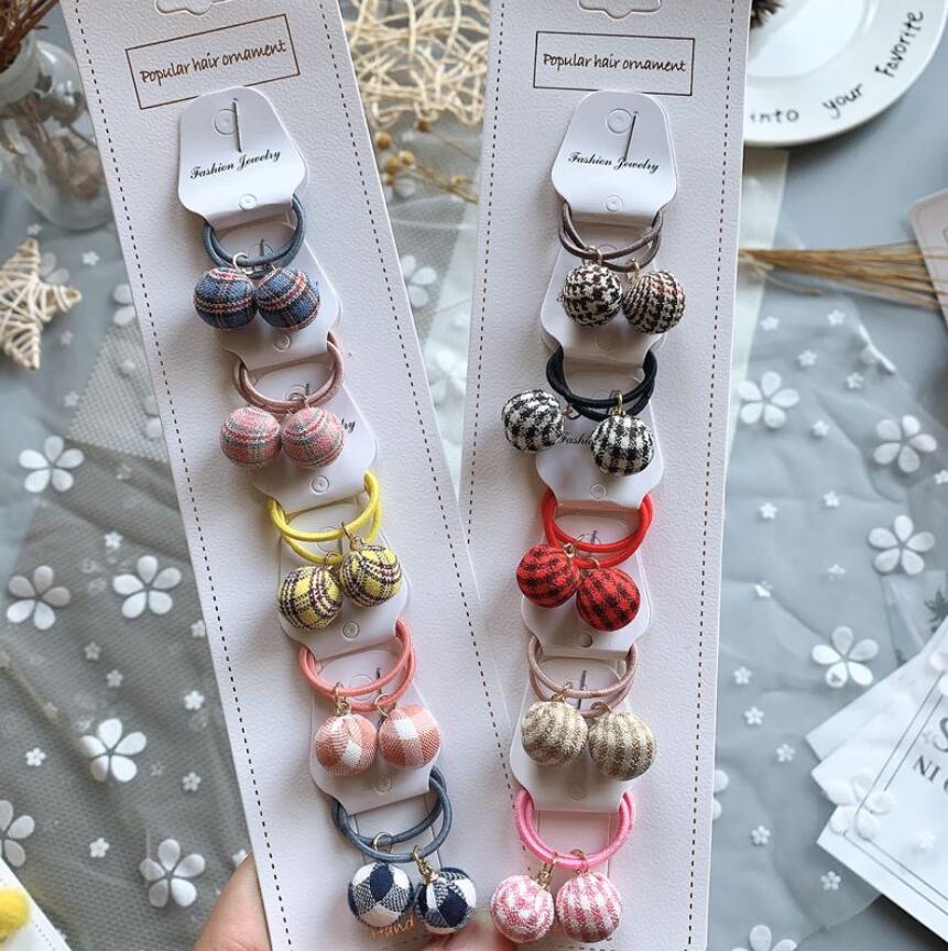 20 stuks/set kinderen pluche haarelastiekjes touw ballen geruite knoop peuters elastische haarband hoofdband baby staart haar meisjes accessoires: F -20 stuks