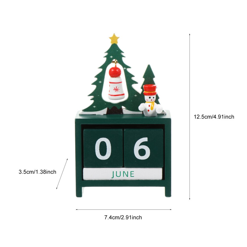 1pc Tabletop Calendar Manual Calendar Wood Xmas Calendar