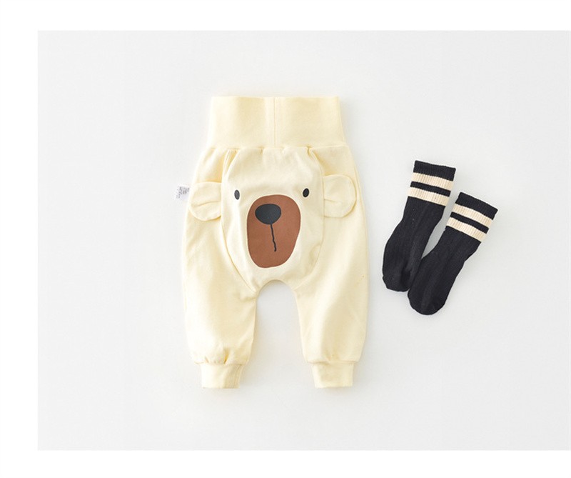 2022 Pasgeboren Broek Baby Jongens Casual Elastische Hoge Taille Broek Peuter Meisjes Leuke Cartoon Bear Patroon Mode Harembroek