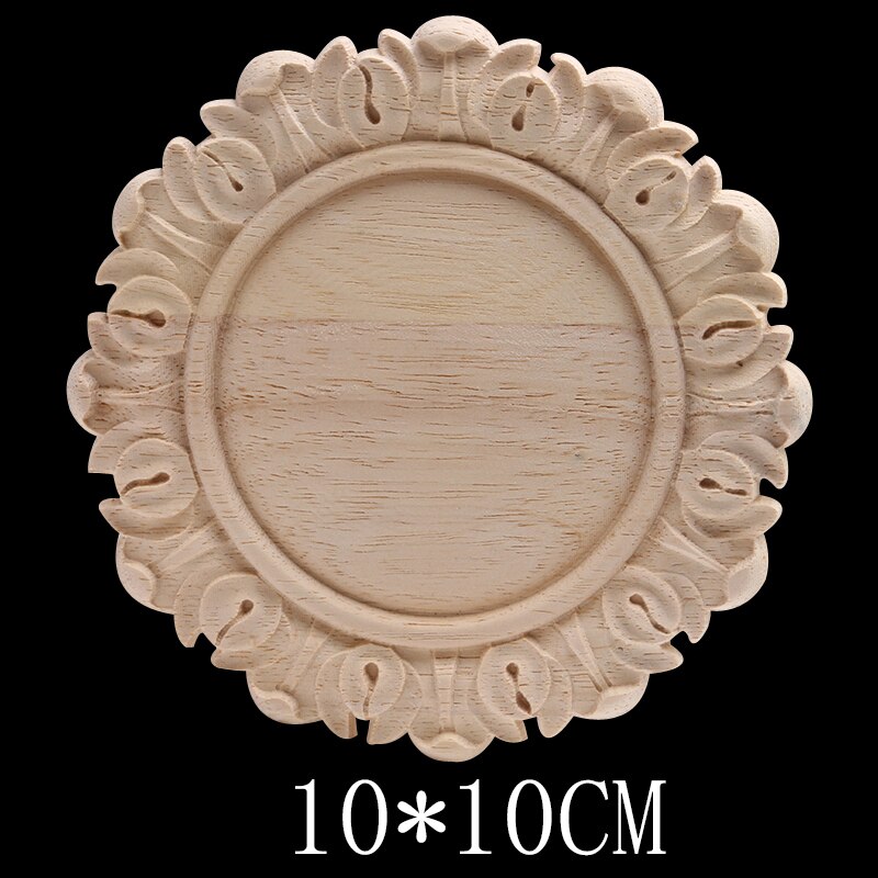 Solid Wood Decal Wood Carving European Round Patch Wood Carving Furniture Decoration Cabinet Door Cabinet Bed Flowers Wood Decal