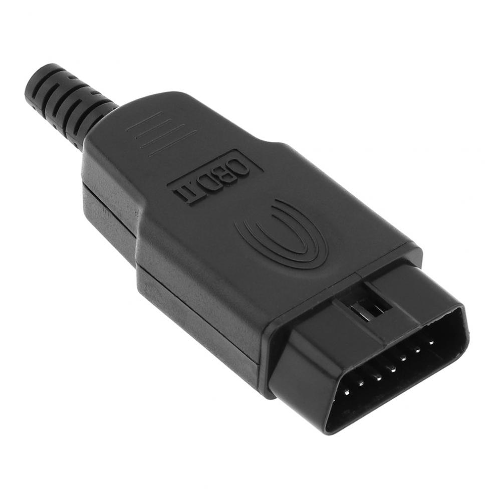 OBDII OBD 2 DIY 16 Pin Male Extension Opening Cable Car Diagnostic Interface Connector Plug Adapter with SR Shell and Screw