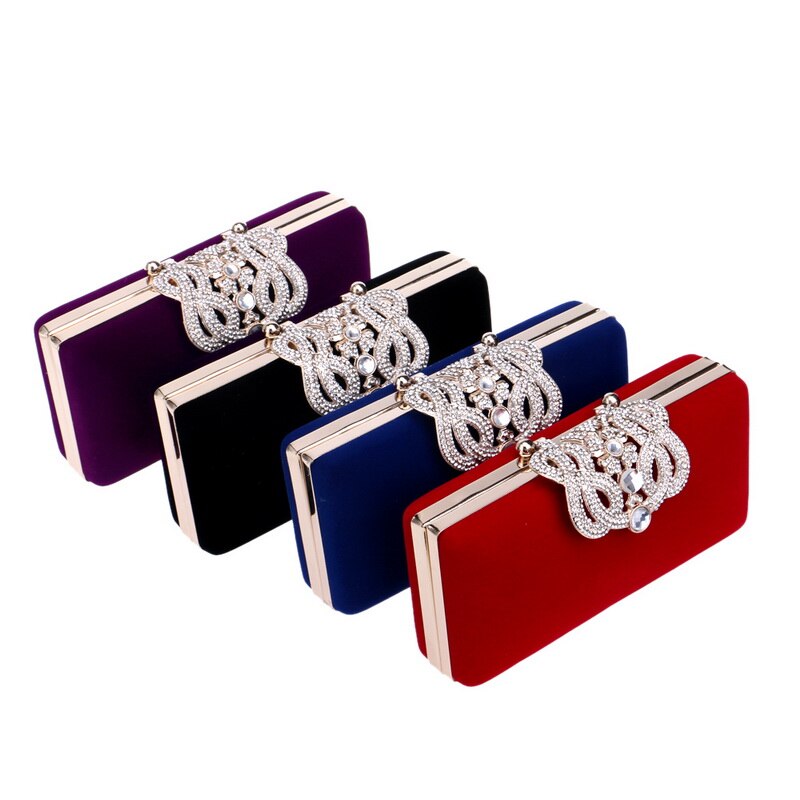 YINGMI Strass kristal diamant mode luxe velours vrouwen dag clutch kleine portemonnee tas met schouder ketting schoudertassen