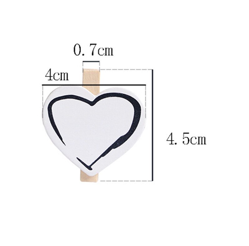 10 Pcs Hart 45X7 Mm Diy Zwart Wit Grote Hout Wasknijpers Wasknijper Clips Office Party Decoratie Accessoires foto Opknoping Pinnen