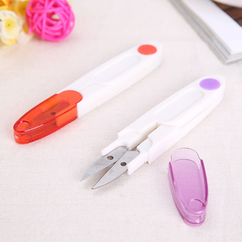 Stainless Steel Cross Stitch Scissors With Cover Snip Thread Cutter Home Garden Arts Crafts U Type Scissors Sewing Tools