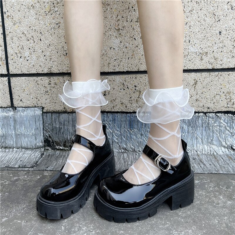 Super Dünne transparent Strumpfwaren Über Knie Socken frauen Sommer Strumpfwaren sexy JK Schwarz Oberschenkel Weiß Strumpfwaren: ss02901