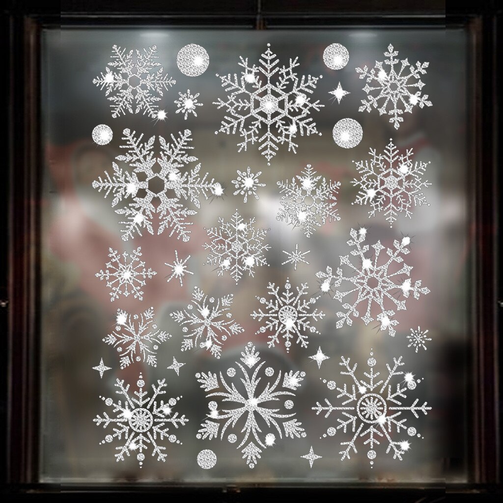 Year Wallpaper Christmas Snowflake Window Sticker Wall Sticker Door Sticker Snowflake Electrostatic Sticker Window Kids