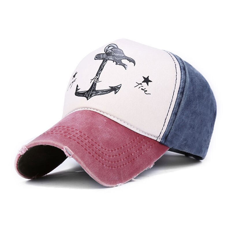 Viehätys puu kesä ankkuri kuvio snapback baseball-lippis miesten aurinkovarjo urheiluhattu naiset rento urheilun puolestapuhuja aurinkosuoja lippalakit  jc201: Viininpunainen