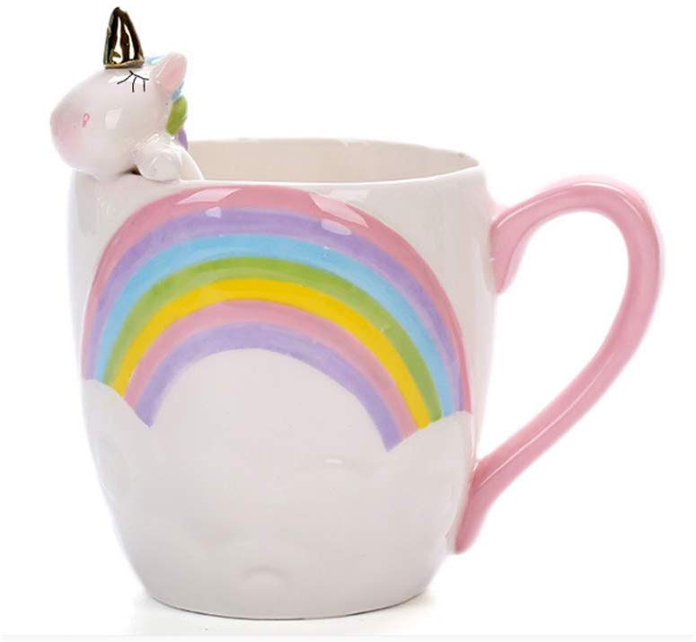 3D Unicorn Mug With handle rainbow Ceramic Coffee tea Cup Cute Cartoon Unicorn Mugs Novelty Porcelain milk Cup